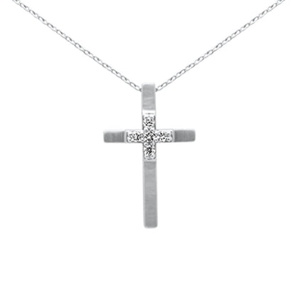 Muse Jewelry .10ct G SI 14K White Gold Diamond Cross Pendant Necklace 18" Chain