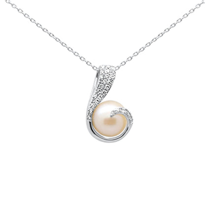 Muse Jewelry .13ct G SI 14K White Gold Diamond Pearl Pendant Necklace