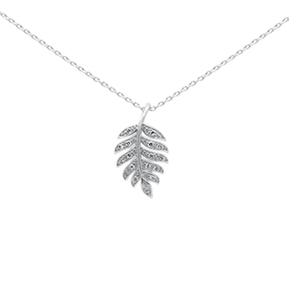 Muse Jewelry .07ct G SI 14K White Gold Diamond Leaf Design Pendant Necklace