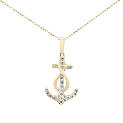 Muse Jewelry .20ct G SI 14K Yellow Gold Diamond Anchor Infinity Pendant Necklace