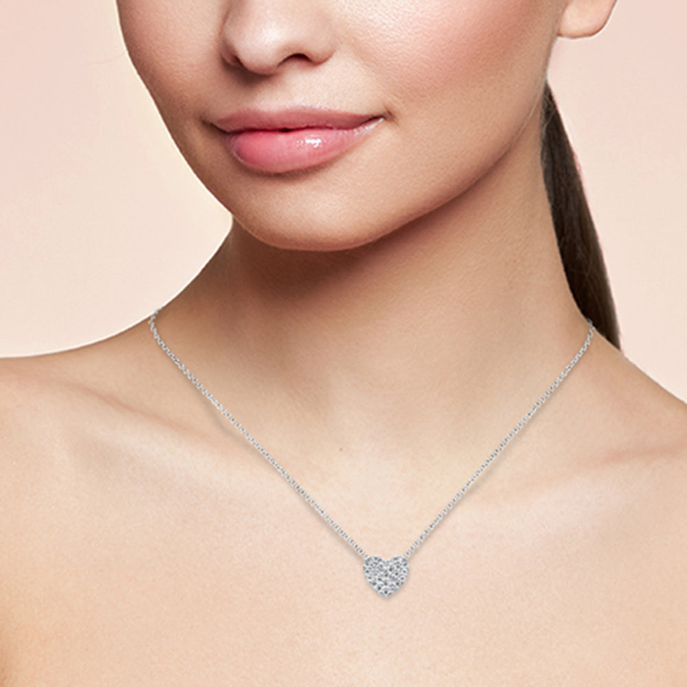 Muse Jewelry .11ct G SI 10K White Gold Diamond Heart Pendant Necklace