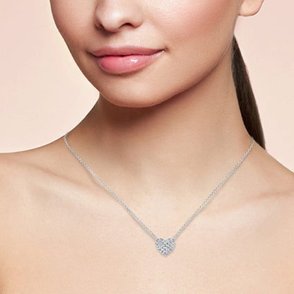 Muse Jewelry .11ct G SI 10K White Gold Diamond Heart Pendant Necklace