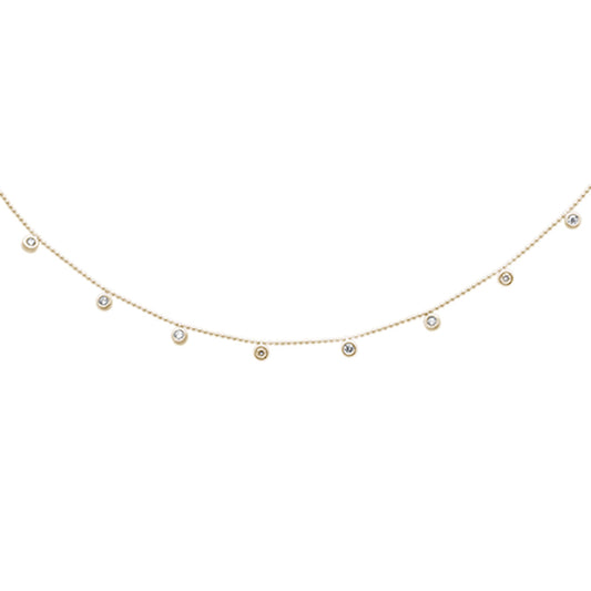 Muse Jewelry .32ct G SI 14K Yellow Gold Diamond Bead Style Chain Dia By The Yard Pendant Necklace