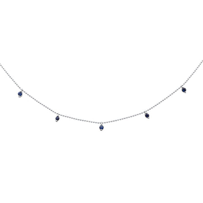 Muse Jewelry .31ct G SI 14K White Gold Blue Sapphire Bead Style Chain Pendant Necklace