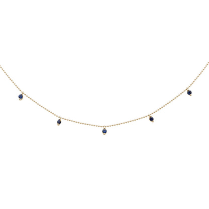 Muse Jewelry .31ct G SI 14K Yellow Gold Blue Sapphire Bead Style Chain Pendant Necklace