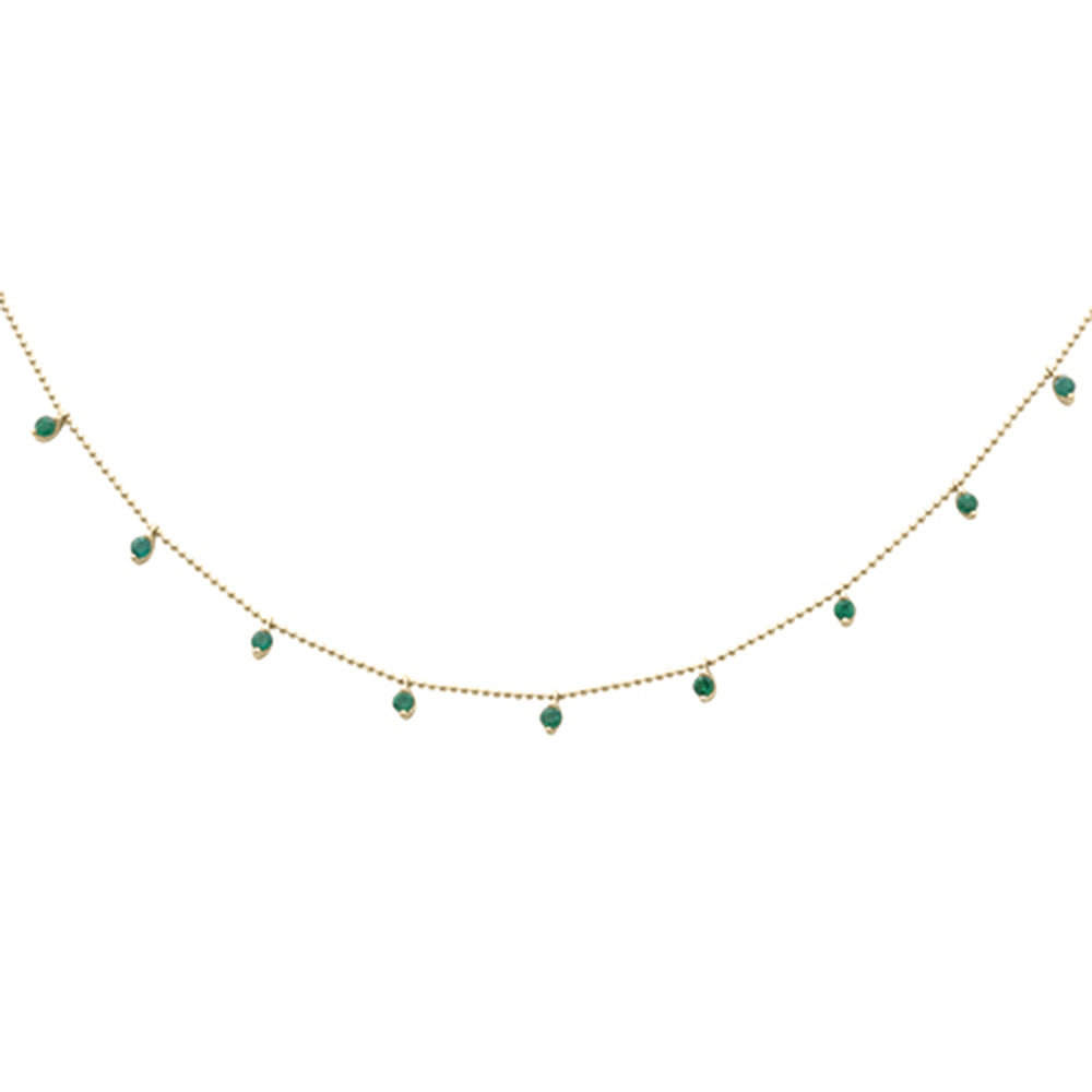 Muse Jewelry .80ct G SI 14K Yellow Gold Natural Emerald Bead Style Chain Pendant Necklace