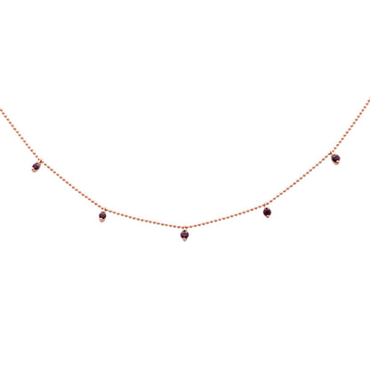 Muse Jewelry .35ct G SI 14K Rose Gold Natural Ruby Bead Style Chain Pendant Necklace