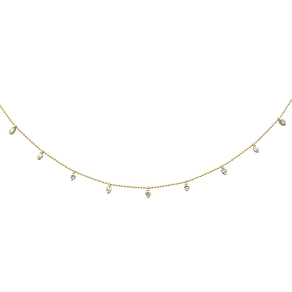 Muse Jewelry .84ct G SI 14K Yellow Gold Diamond Bead Style Chain Dia by The Yard Pendant Necklace