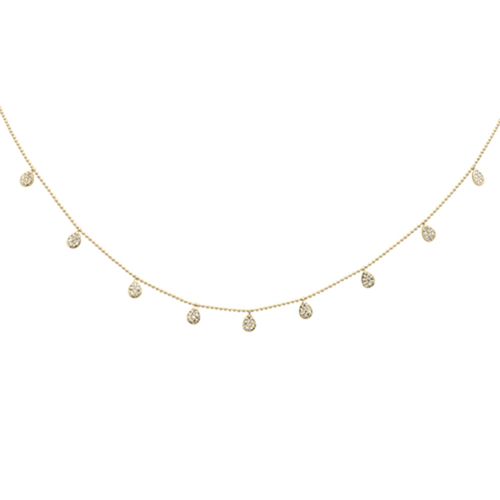 Muse Jewelry .27ct G SI 14K Yellow Gold Diamond Bead Style Chain Dia by The Yard Pendant Necklace