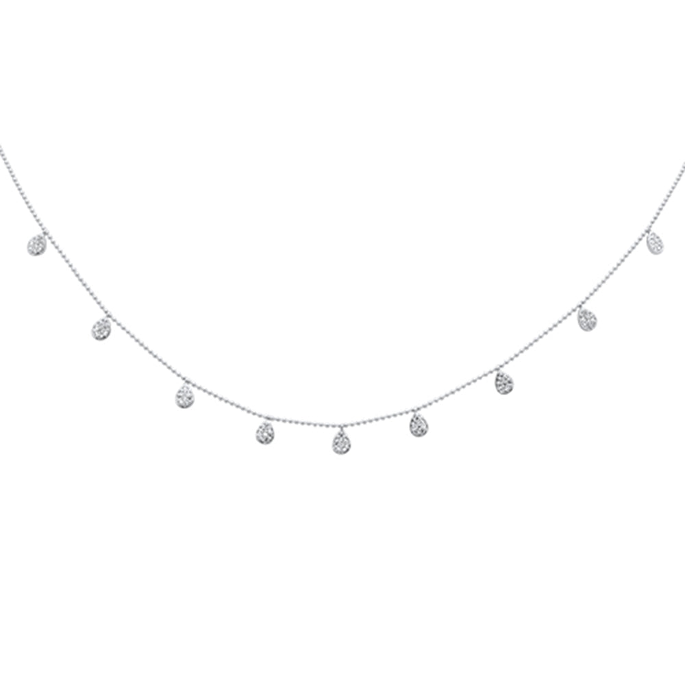 Muse Jewelry .28ct G SI 14K White Gold Diamond Bead Style Chain Dia by The Yard Pendant Necklace