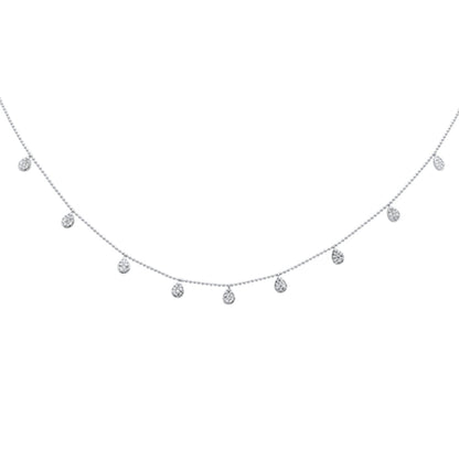 Muse Jewelry .28ct G SI 14K White Gold Diamond Bead Style Chain Dia by The Yard Pendant Necklace