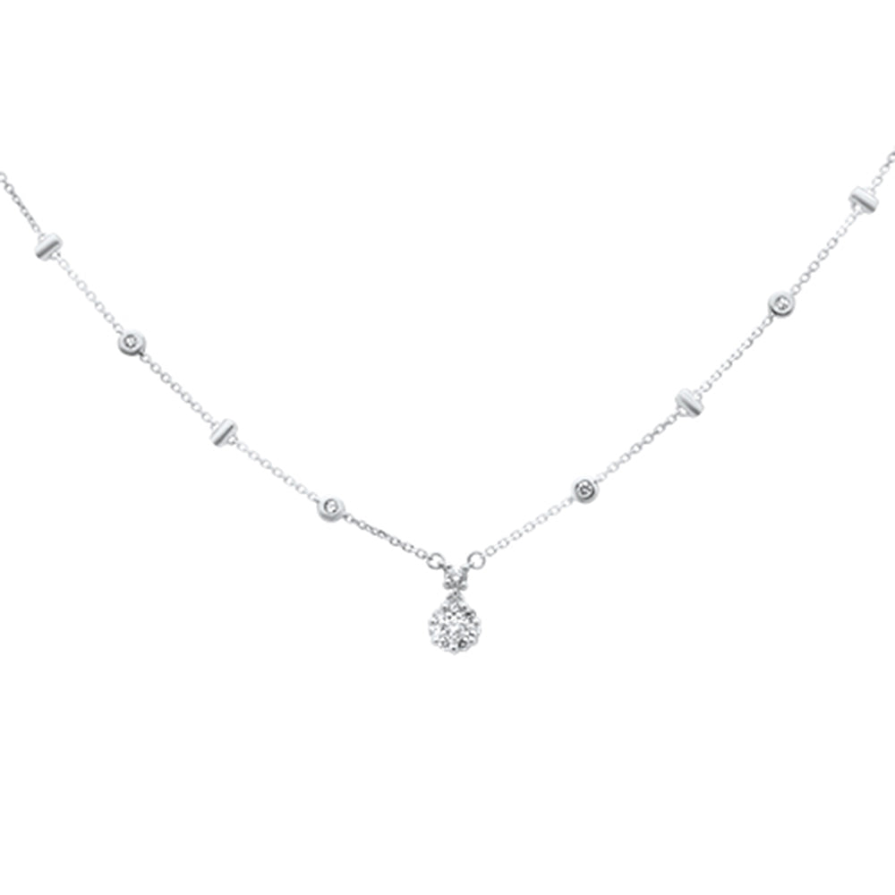 Muse Jewelry .32ct G SI 14K White Gold Diamond Round Shaped Dia by the Yard Pendant Necklace