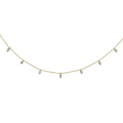 Muse Jewelry .02ct G SI 14K Yellow Gold Diamond Bead Style Chain Diamond by The Yard Pendant Necklace 18"