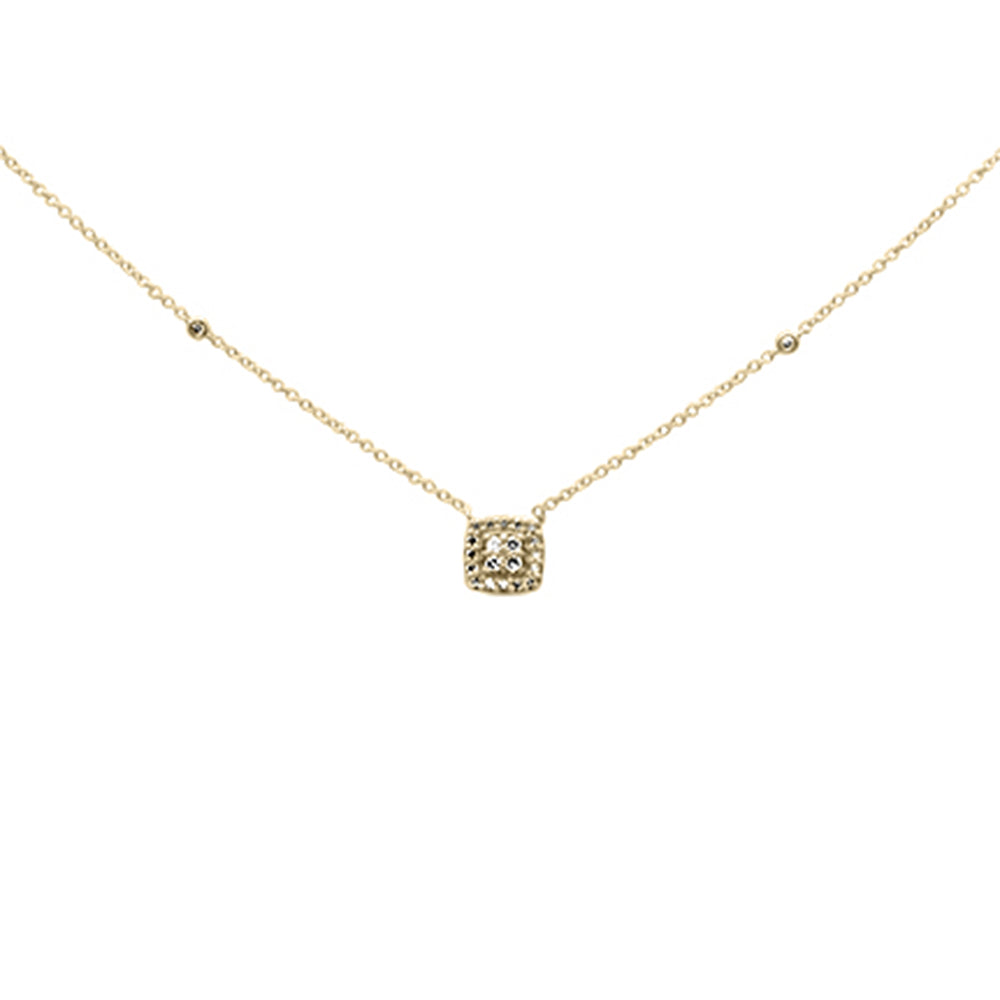 Muse Jewelry .16ct G SI 14K Yellow Gold Diamond Square Shaped Pendant Necklace