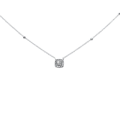 Muse Jewelry .15ct G SI 14K White Gold Diamond Square Shaped Pendant Necklace