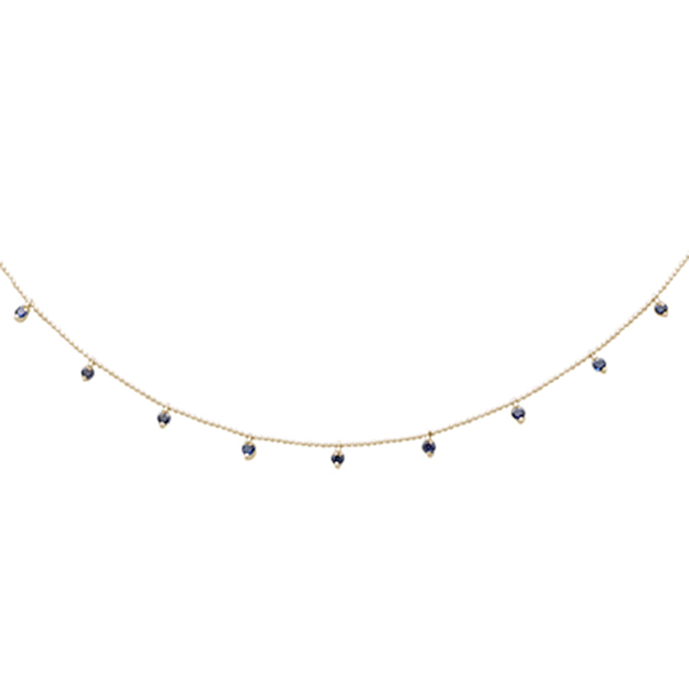 Muse Jewelry 1.08ct G SI 14K Yellow Gold Blue Sapphire Bead Style Chain Pendant Necklace