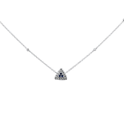 Muse Jewelry .15ct G SI 14K White Gold Diamond & Blue Sapphire Pendant Necklace