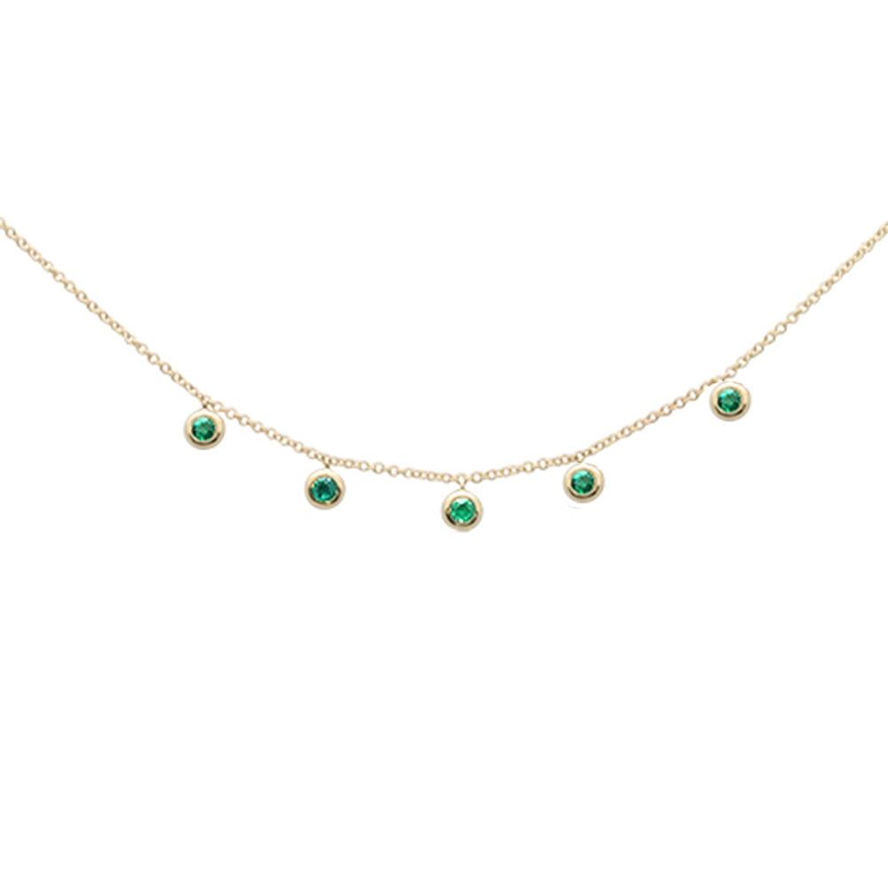 Muse Jewelry .24ct G SI 14K Yellow Gold Emerald Gemstone By the Yard Style Pendant Necklace