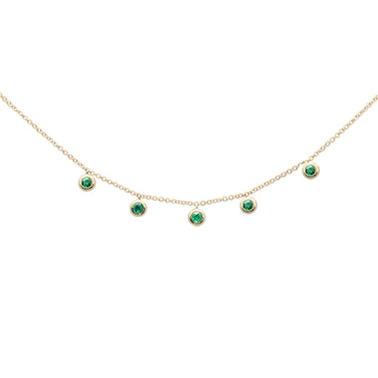 Muse Jewelry .24ct G SI 14K Yellow Gold Emerald Gemstone By the Yard Style Pendant Necklace