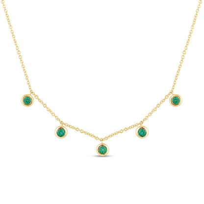 Muse Jewelry .24ct G SI 14K Yellow Gold Emerald Gemstone By the Yard Style Pendant Necklace