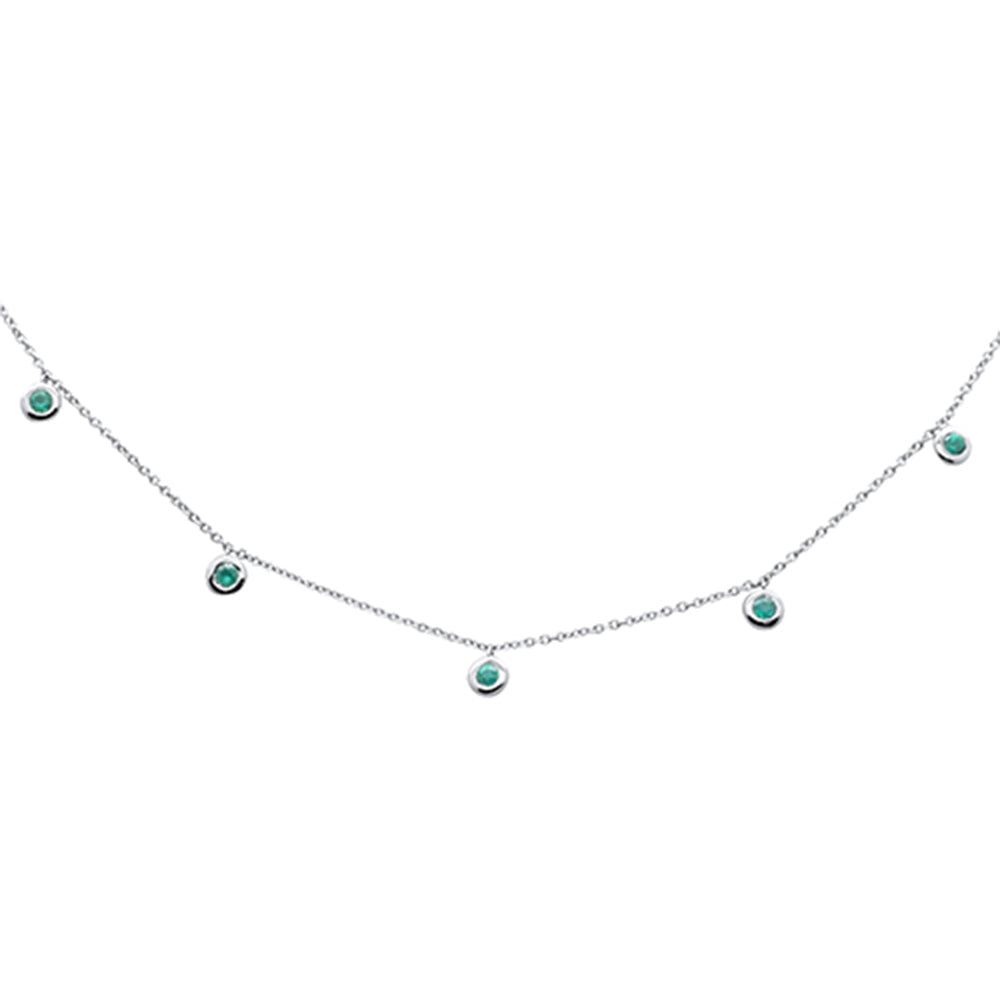 Muse Jewelry .25ct G SI 14K White Gold Emerald Gemstone Pendant Necklace 18" Long