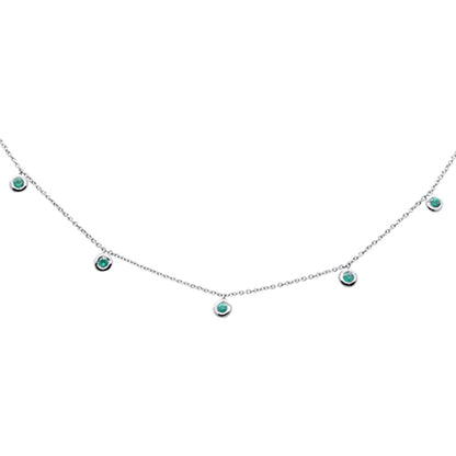 Muse Jewelry .25ct G SI 14K White Gold Emerald Gemstone Pendant Necklace 18" Long