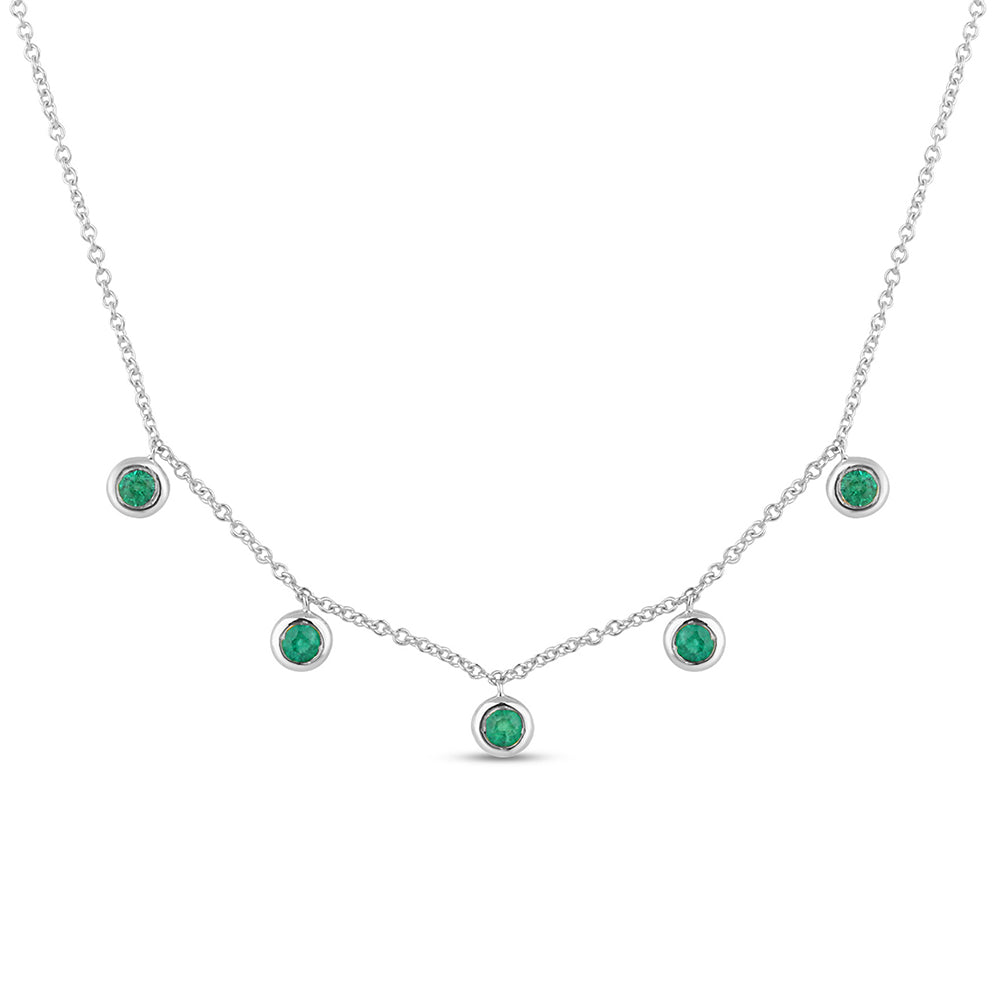 Muse Jewelry .25ct G SI 14K White Gold Emerald Gemstone Pendant Necklace 18" Long