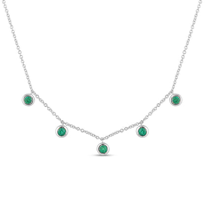 Muse Jewelry .25ct G SI 14K White Gold Emerald Gemstone Pendant Necklace 18" Long