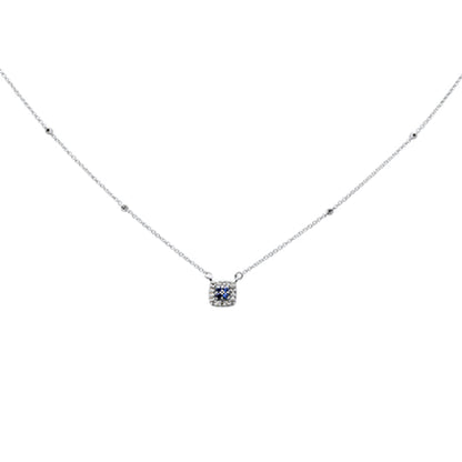 Muse Jewelry .18ct G SI 14K White Gold Diamond & Blue Sapphire Pendant Necklace