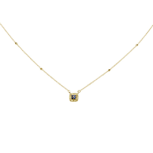 Muse Jewelry .17ct G SI 14K Yellow Gold Diamond & Blue Sapphire Gemstone Pendant Necklace