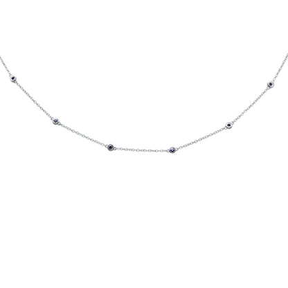 Muse Jewelry .62ct G SI 14K White Gold Blue Sapphire Gemstone By the Yard Style Pendant Necklace