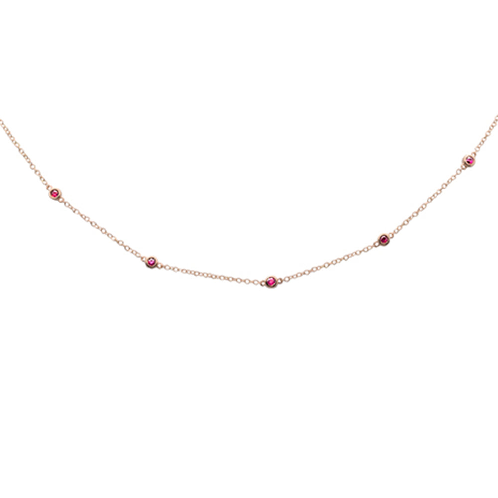 Muse Jewelry .55ct G SI 14K Rose Gold Natural Ruby Gemstone by the yard Pendant Necklace