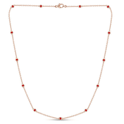 Muse Jewelry .55ct G SI 14K Rose Gold Natural Ruby Gemstone by the yard Pendant Necklace