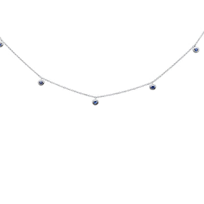 Muse Jewelry .36ct G SI 14K White Gold Blue Sapphire Pendant Necklace