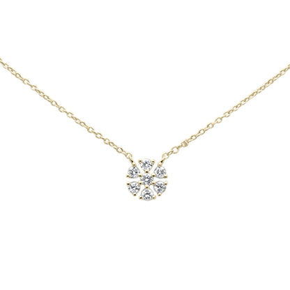 Muse Jewelry .22ct G SI 14K Yellow Gold Diamond Snowflake Flower Pendant Necklace 16-18"