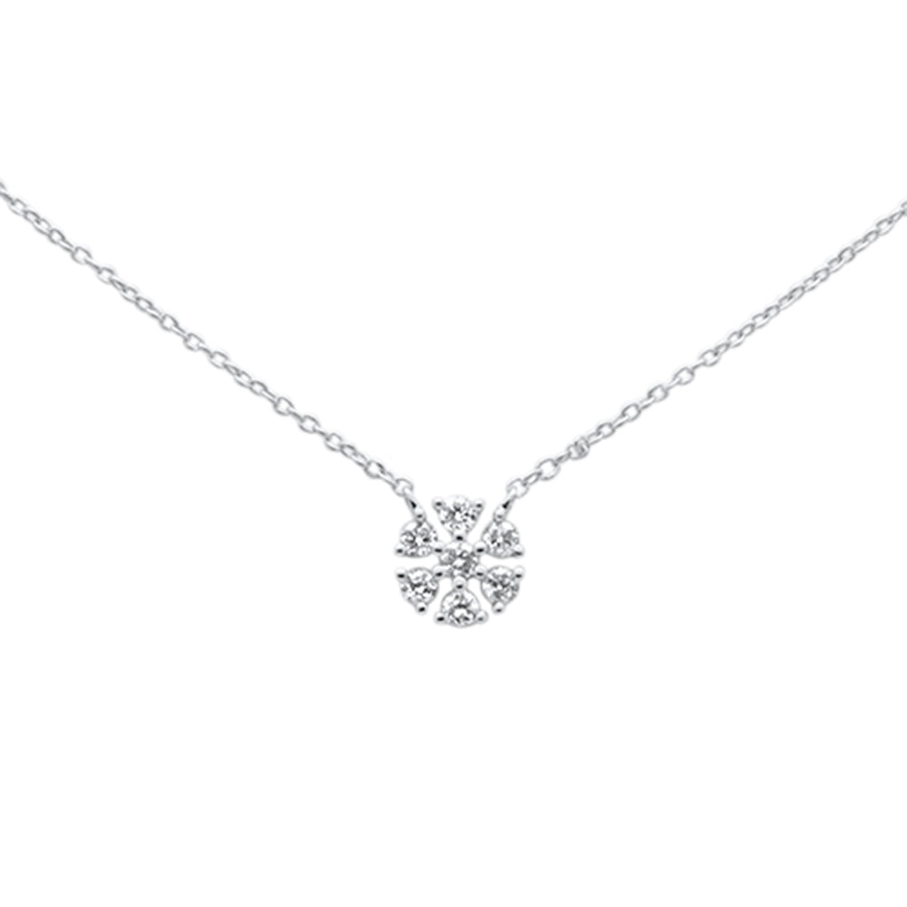 Muse Jewelry .21ct G SI 14K White Gold Diamond Snowflake Flower Pendant Necklace 16-18"