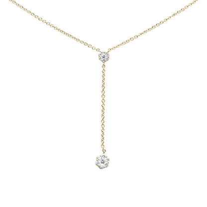 Muse Jewelry .15ct G SI 14K Yellow Gold Diamond Lariat Drop Pendant Necklace 16-18"