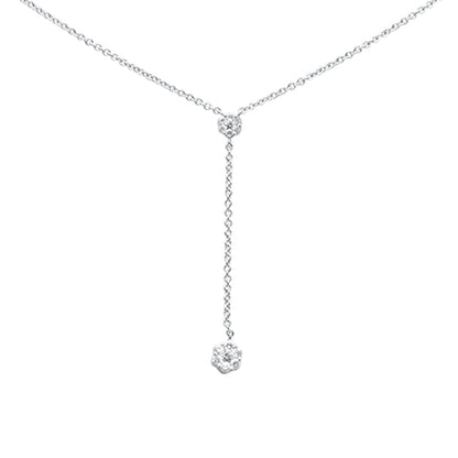 Muse Jewelry .15ct G SI 14K White Gold Diamond Drop Lariat Pendant Necklace 16-18"