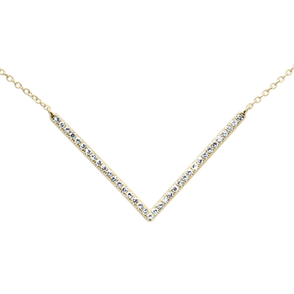 Muse Jewelry .23ct G SI 14K Yellow Gold Diamond WIDE V shaped Style Pendant Necklace 18"