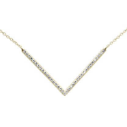 Muse Jewelry .23ct G SI 14K Yellow Gold Diamond WIDE V shaped Style Pendant Necklace 18"