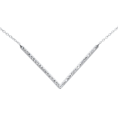 Muse Jewelry .23ct G SI 14K White Gold Diamond WIDE V shaped Style Pendant Necklace 18"