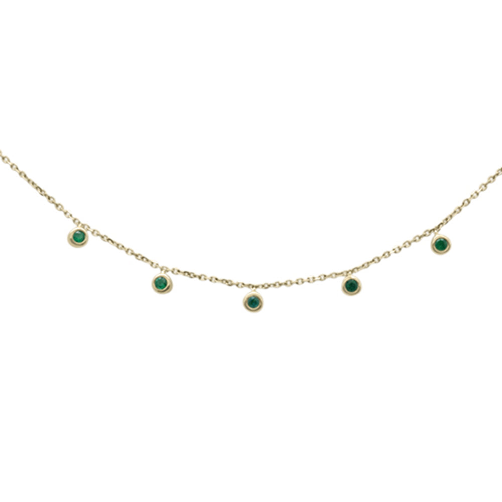 Muse Jewelry .14cts G SI 14K Yellow Gold Emerald Gemstone By the Yard Pendant Necklace 18" Chain