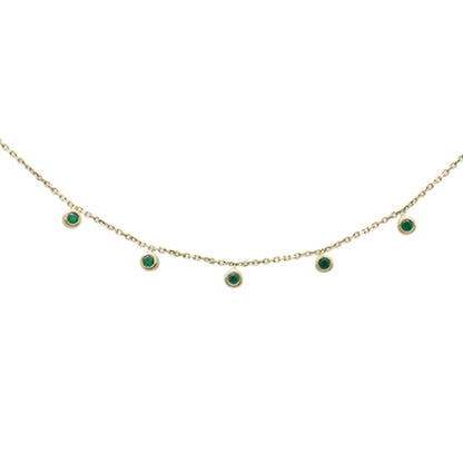 Muse Jewelry .14cts G SI 14K Yellow Gold Emerald Gemstone By the Yard Pendant Necklace 18" Chain