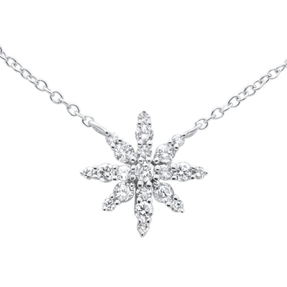 Muse Jewelry .29ct G SI 14K White Gold Diamond Starburst Pendant Necklace 16-18"