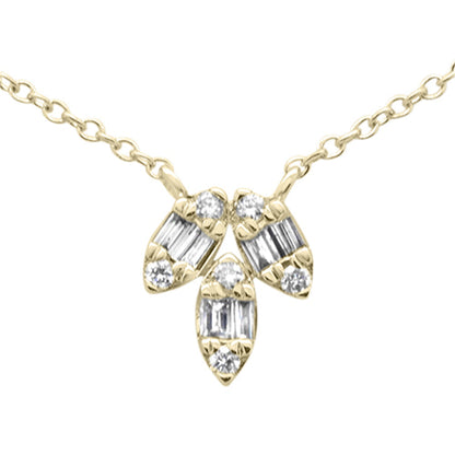 Muse Jewelry .21ct G SI 14K Yellow Gold Round & Baguette Diamond Pendant Necklace 16-18"