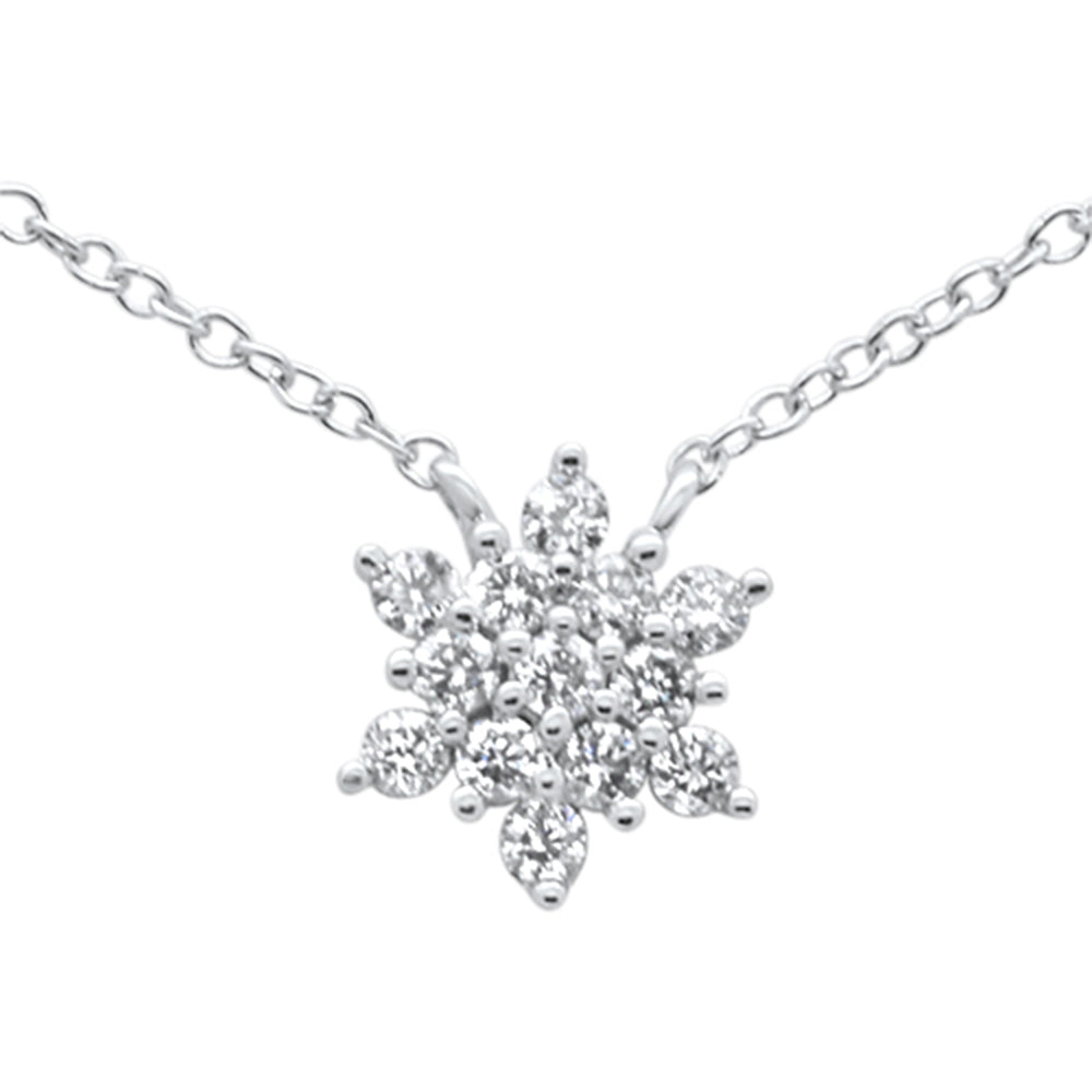 Muse Jewelry .21ct G SI 14K White Gold Diamond Starburst Pendant Necklace 16-18"