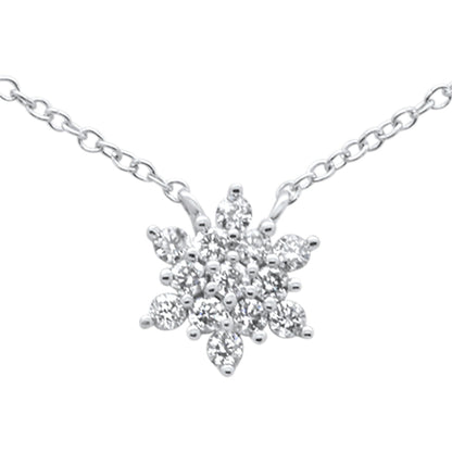 Muse Jewelry .21ct G SI 14K White Gold Diamond Starburst Pendant Necklace 16-18"