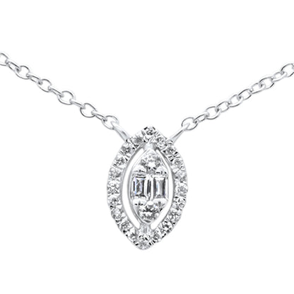 Muse Jewelry .10ct G SI 14K White Gold Marquee Shaped Round & Baguette Diamond Pendant Necklace 18"