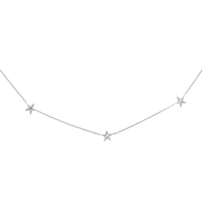 Muse Jewelry .20ct G SI 14K White Gold Diamond Star Shaped By the Yard Chain Pendant Necklace 16+2" Ext Chain