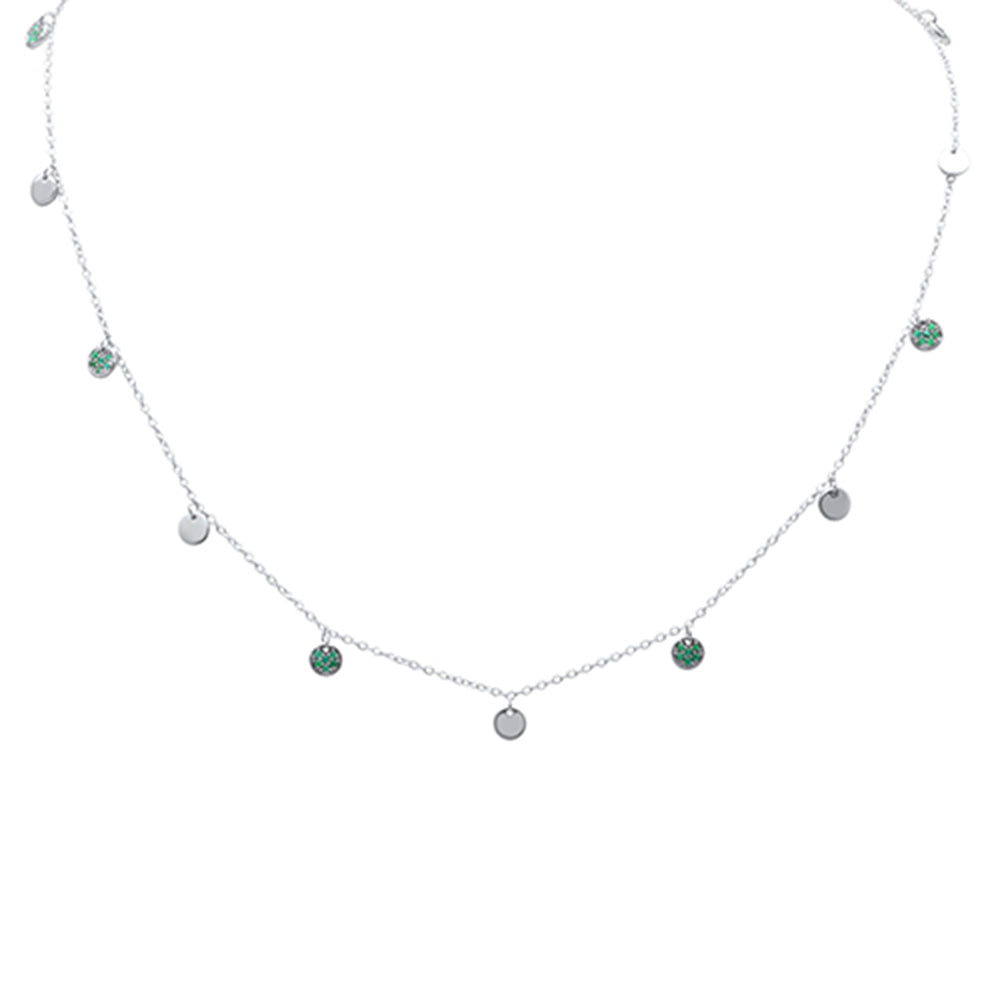 Muse Jewelry .22ct G SI 14K White Gold Emerald Gemstones Pendant Necklace 18" Long